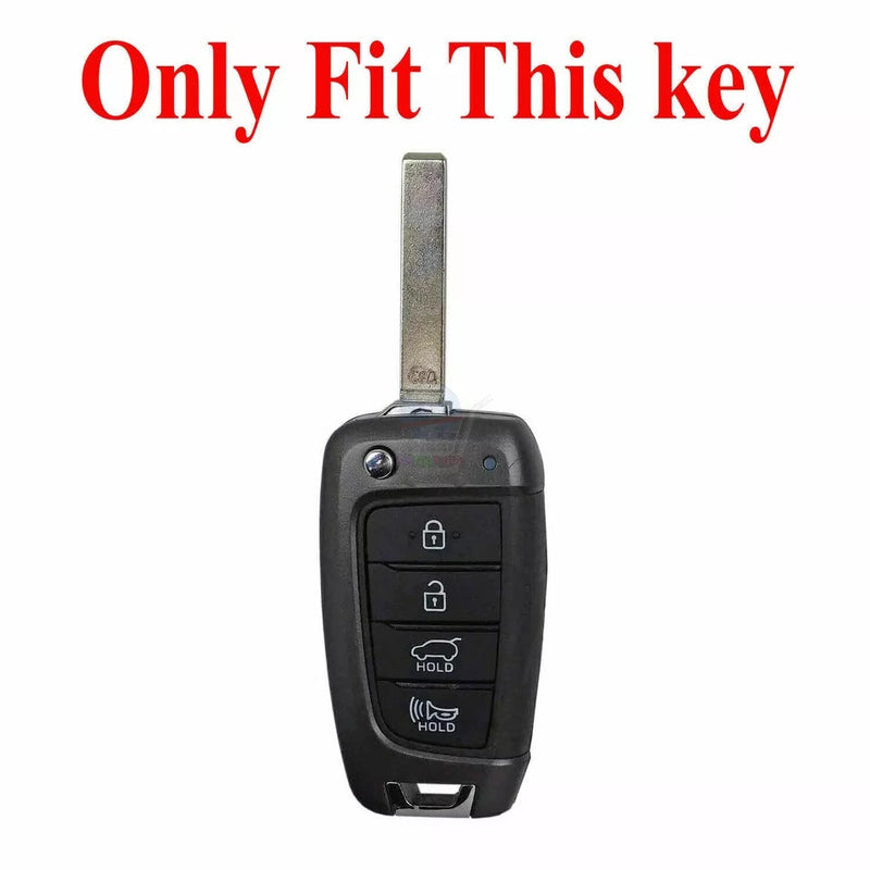 Hyundai Accent Kona 4 Button Carbon Fiber Remote Key Fob Key Cover Case With Keychain