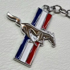 Ford Mustang Tri-Bar Full-Color Die-Cut Metal Key Chain, Key-Charm, Keychain
