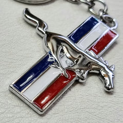 Ford Mustang Tri-Bar Full-Color Die-Cut Metal Key Chain, Key-Charm, Keychain