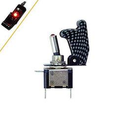 illuminated LED Toggle Switch With Missile Style Flick Cover 12V Car Dash