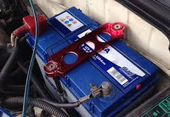 UNIVERSAL BLUE BILLET ALUMINIUM BATTERY TIE DOWN SMALL BRACKET FOR CAR