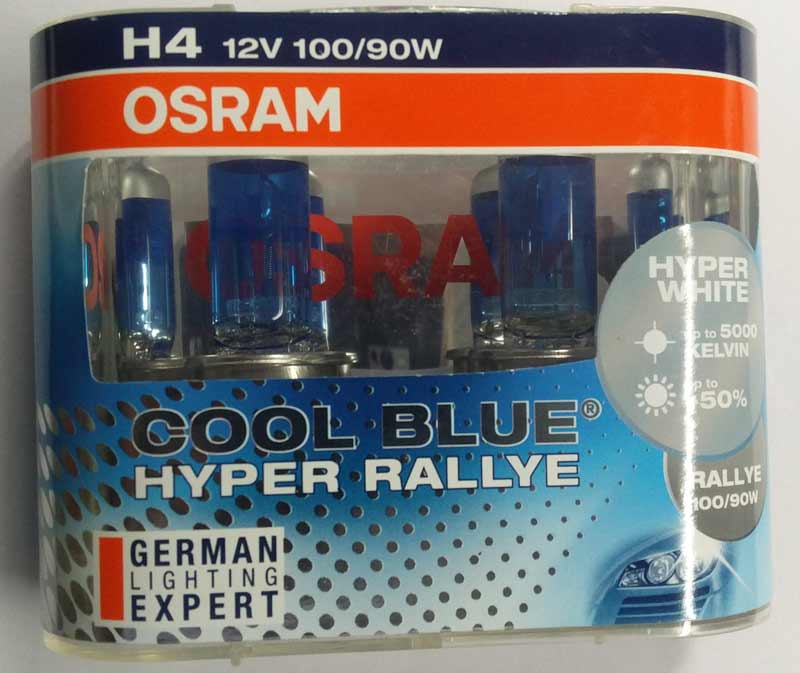 OSRAM H4 100/90 Cool Blue Hyper Rallye 12V - Pair Of 2
