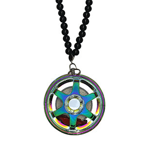 Six Spoke Chameleon Blue Car Mirror Pendant Decoration Metal Wheel Hub Hanging Ornaments Auto Interior