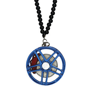 Star Blue Car Mirror Pendant Decoration Metal Wheel Hub Hanging Ornaments Auto Interior