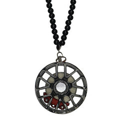 Multi Spoke Black Car Mirror Pendant Decoration Metal Wheel Hub Hanging Ornaments Auto Interior