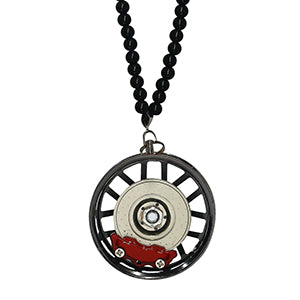 Multi Spoke Black Car Mirror Pendant Decoration Metal Wheel Hub Hanging Ornaments Auto Interior