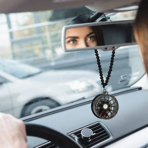 Multi Spoke Black Car Mirror Pendant Decoration Metal Wheel Hub Hanging Ornaments Auto Interior