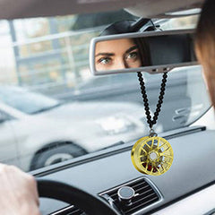 Multi Spoke Golden Car Mirror Pendant Decoration Metal Wheel Hub Hanging Ornaments Auto Interior
