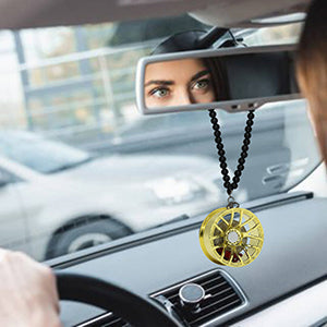 Multi Spoke Golden Car Mirror Pendant Decoration Metal Wheel Hub Hanging Ornaments Auto Interior