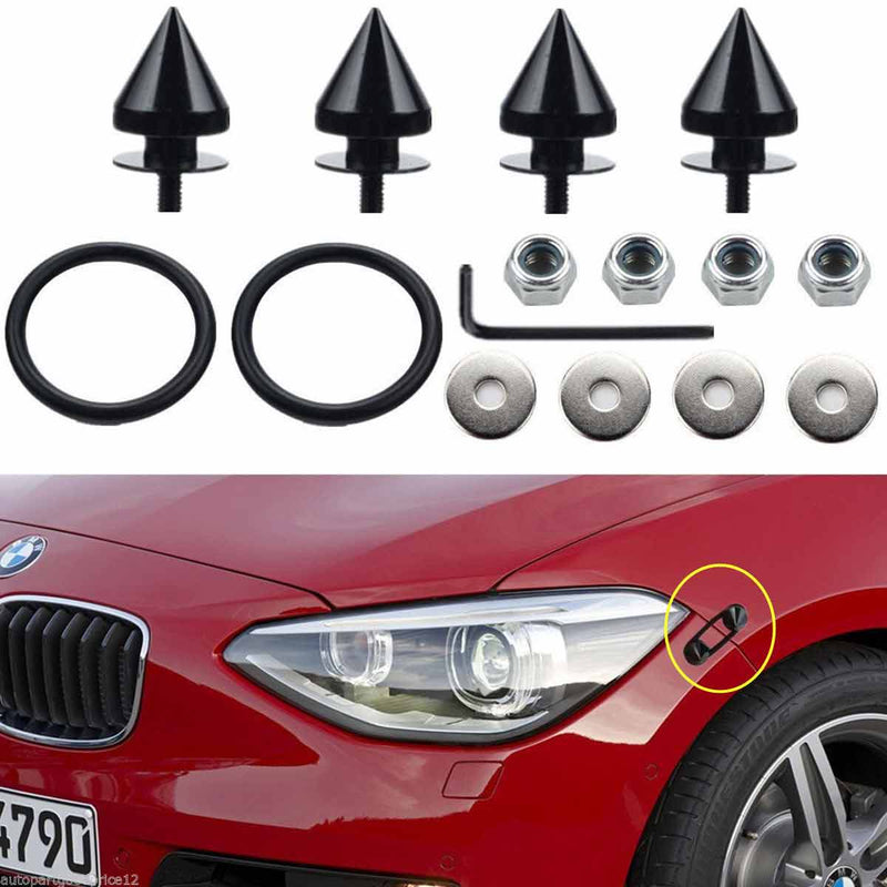 Black Finish JDM Quick Release Fasteners For Car Bumpers Trunk Fender Hatch Lids Kit (Stud)