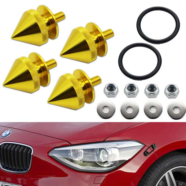 Gold Finish JDM Quick Release Fasteners For Car Bumpers Trunk Fender Hatch Lids Kit (Stud)