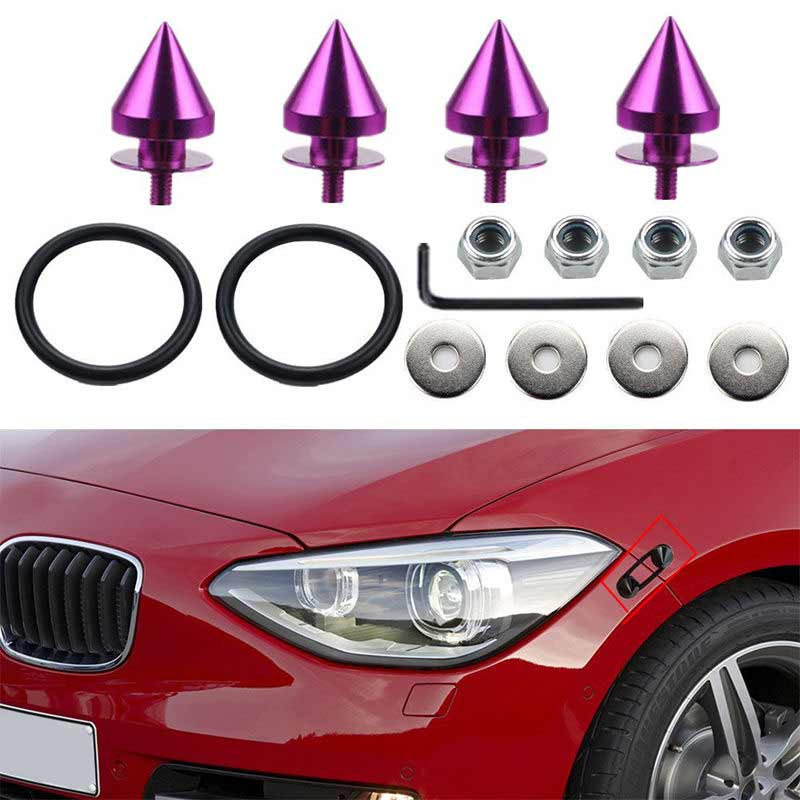 Purple Finish JDM Quick Release Fasteners For Car Bumpers Trunk Fender Hatch Lids Kit (Stud)