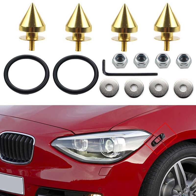 Gold Finish JDM Quick Release Fasteners For Car Bumpers Trunk Fender Hatch Lids Kit (Stud)