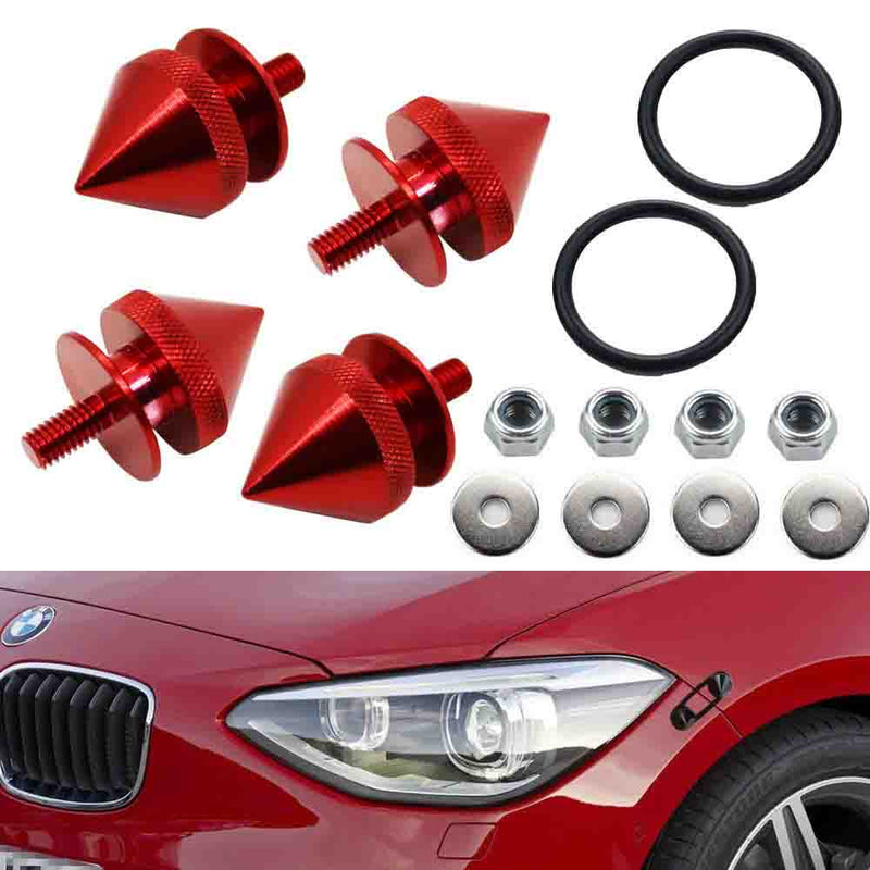 Red Finish JDM Quick Release Fasteners For Car Bumpers Trunk Fender Hatch Lids Kit (Stud)