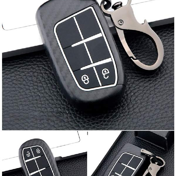 Jeep Compass 2 Button Flip Key ABS+Silicone Car Key Cover Case With Keychain