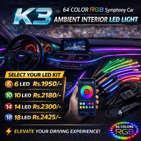 Automotive 64 Color RGB Symphony Car Ambient Interior LED Fiber Light