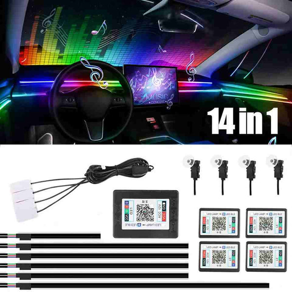 Automotive 64 Color RGB Symphony Car Ambient Interior LED Fiber Light