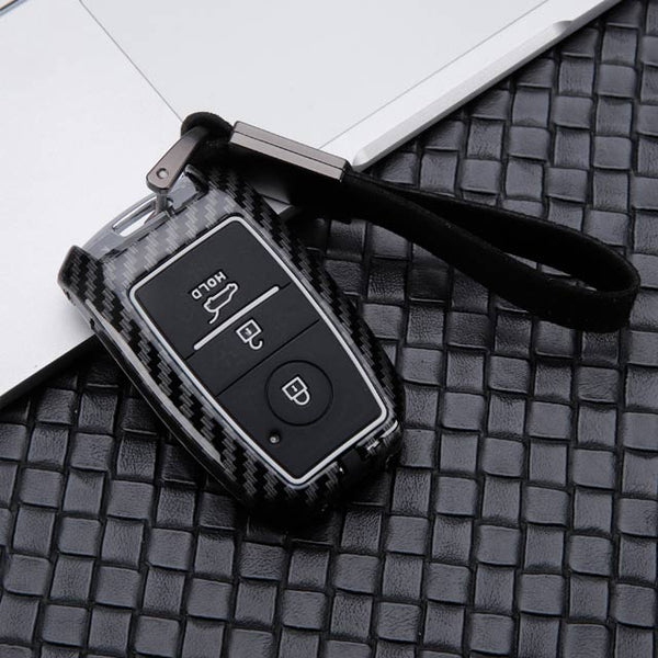Kia Seltos 3 Button Smart Key ABS+Silicone Car Key Cover Case With Keychain