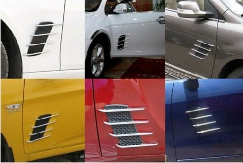 2pcs Chrome Silver Exterior Fender Frame k Vent Air Flow Intake Grille Decorative