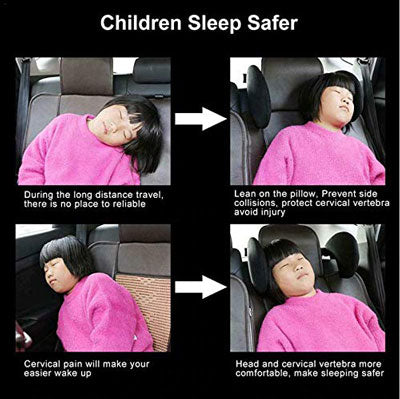 1pc Black Car Seat Headrest Travel Rest Neck Pillow Support Solution for Kids and Adults Children Auto Seat Head Cushion Car Pillow