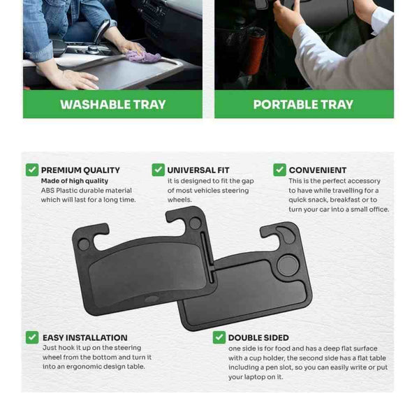 Laptop iPad Notebook Tablet Car Mount Travel Desk Steering Wheel Table Food Tray
