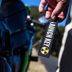 LAUNCH KEY Car Bike Embroidered Fabric Tag Strap Keyring Key Holder