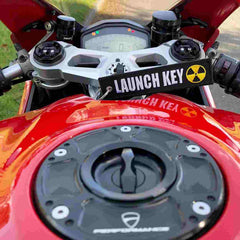 LAUNCH KEY Car Bike Embroidered Fabric Tag Strap Keyring Key Holder