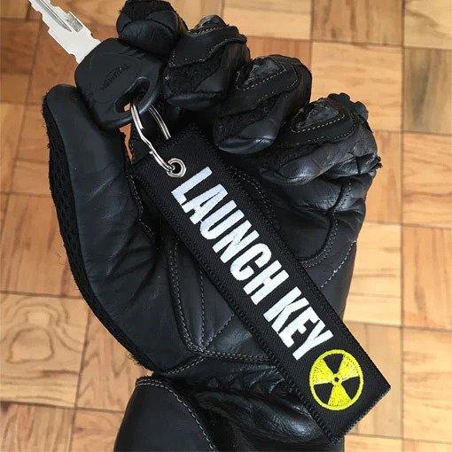 LAUNCH KEY Car Bike Embroidered Fabric Tag Strap Keyring Key Holder