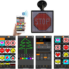 12V Animation Car LED Display Screen,Controlled Emoji Car LED Display Screen Adjustable Support Bluetooth App for iOS Android