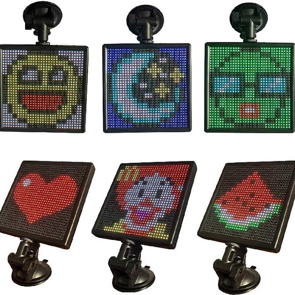 12V Animation Car LED Display Screen,Controlled Emoji Car LED Display Screen Adjustable Support Bluetooth App for iOS Android