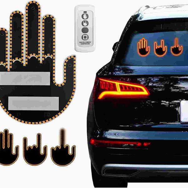 LED Illuminated Gesture Car Finger Light with Remote Hand Lamp (Battery Not Included)