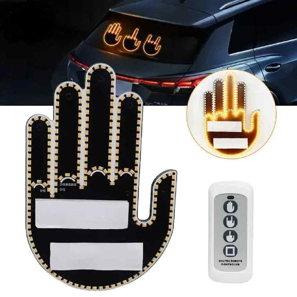 LED Illuminated Gesture Car Finger Light with Remote Hand Lamp (Battery Not Included)