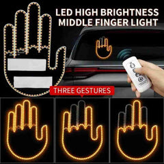 LED Illuminated Gesture Car Finger Light with Remote Hand Lamp (Battery Not Included)