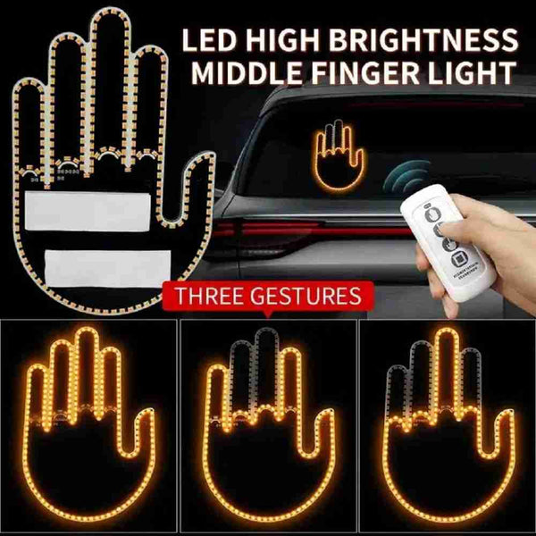 LED Illuminated Gesture Car Finger Light with Remote Hand Lamp (Battery Not Included)