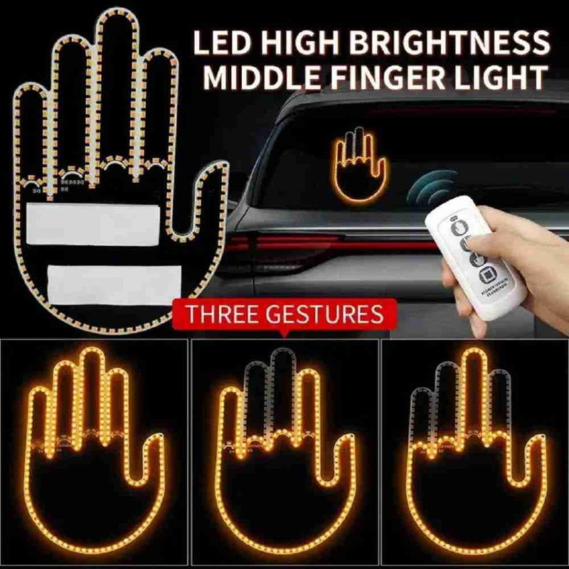 LED Illuminated Gesture Car Finger Light with Remote Hand Lamp (Battery Not Included)