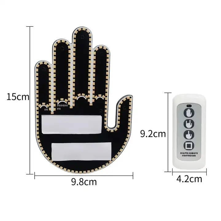 LED Illuminated Gesture Car Finger Light with Remote Hand Lamp (Battery Not Included)