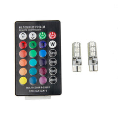 2pcs T10 6 SMD RGB LED Car Reading Light Lamp Bulb With Remote Silicon Coated