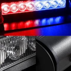 Universal Car Bright Police Style 8 LED Red Blue Strobe Light