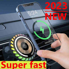 Magnetic Car Wireless Charger APP RGB LED Air Vent Stand Holder For Magsafe iPhone 15 14 13 12 Pro Max Phone Charging Station