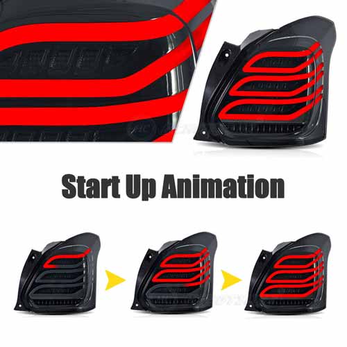 Maruti Suzuki Swift 2018 Onwards Modified LED Tail Lights - Mercedes Design