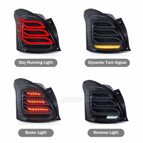 Maruti Suzuki Swift 2018 Onwards Modified LED Tail Lights - Mercedes Design
