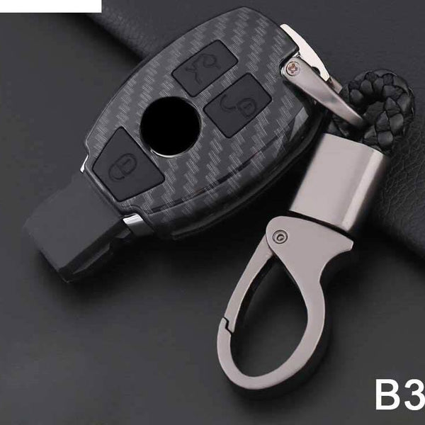 Mercedes Benz 3 Button ABS+Silicone Car Key Cover Case With Keychain
