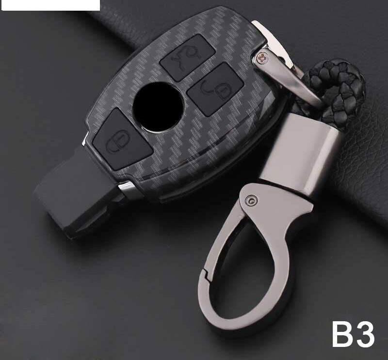 Mercedes Benz 3 Button ABS+Silicone Car Key Cover Case With Keychain
