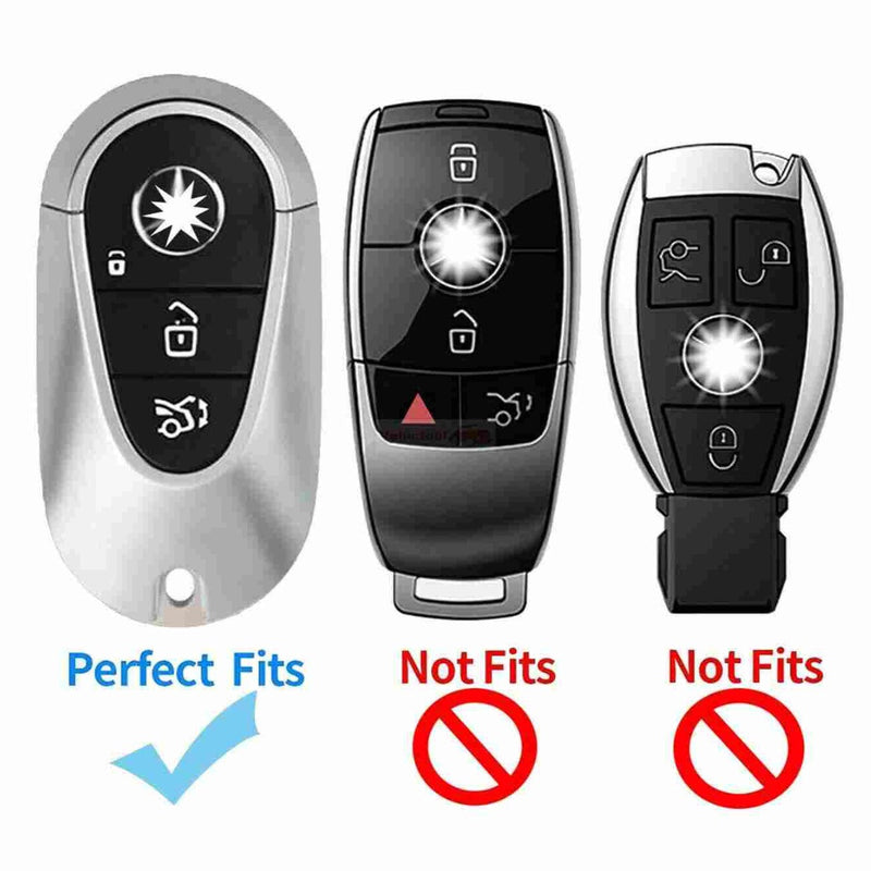 Mercedes Benz 3 Button Smart Key ABS+Silicone Car Key Cover Case With Keychain For S-Class G-Class E-Class 2022 Onwards
