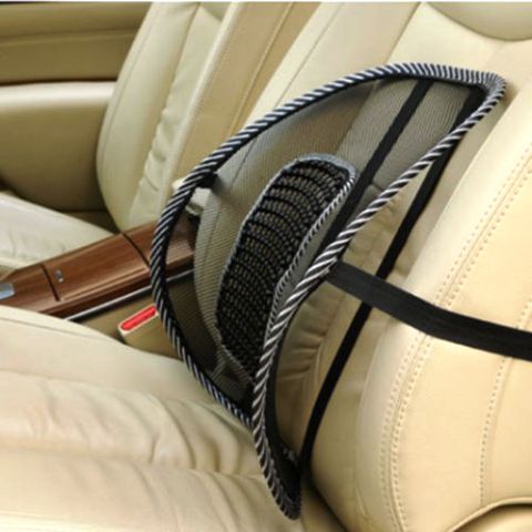 Car Seat Back Rest Lumber Support Accupressure Beads-black