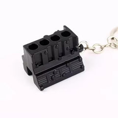 Metal Engine Block Keychain Six-cylinder Engine Body Keyring For Car Enthusiasts-Block Cylinder