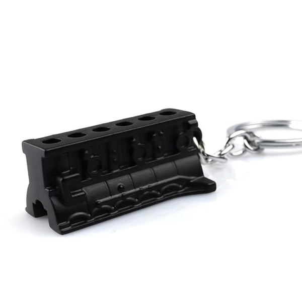Metal Engine Block Keychain Six-cylinder Engine Body Keyring For Car Enthusiasts-Block Cylinder