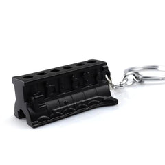 Metal Engine Block Keychain Six-cylinder Engine Body Keyring For Car Enthusiasts-Block Cylinder