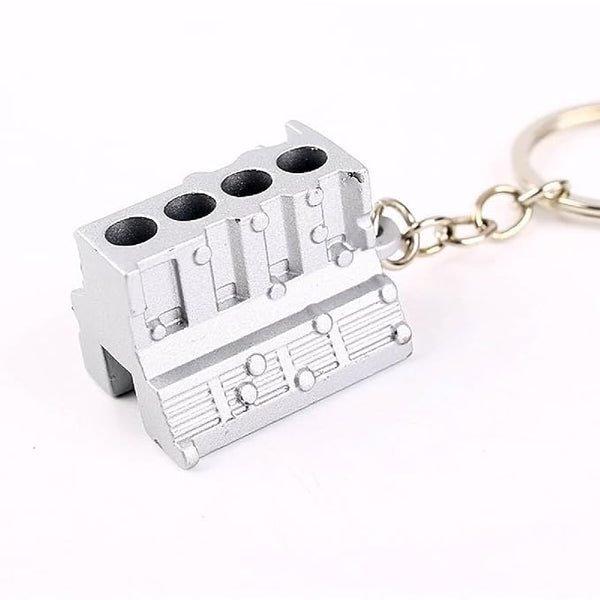 Metal Engine Block Keychain Six-cylinder Engine Body Keyring For Car Enthusiasts-Block Cylinder