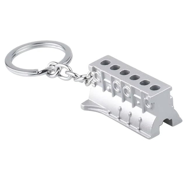 Metal Engine Block Keychain Six-cylinder Engine Body Keyring For Car Enthusiasts-Block Cylinder
